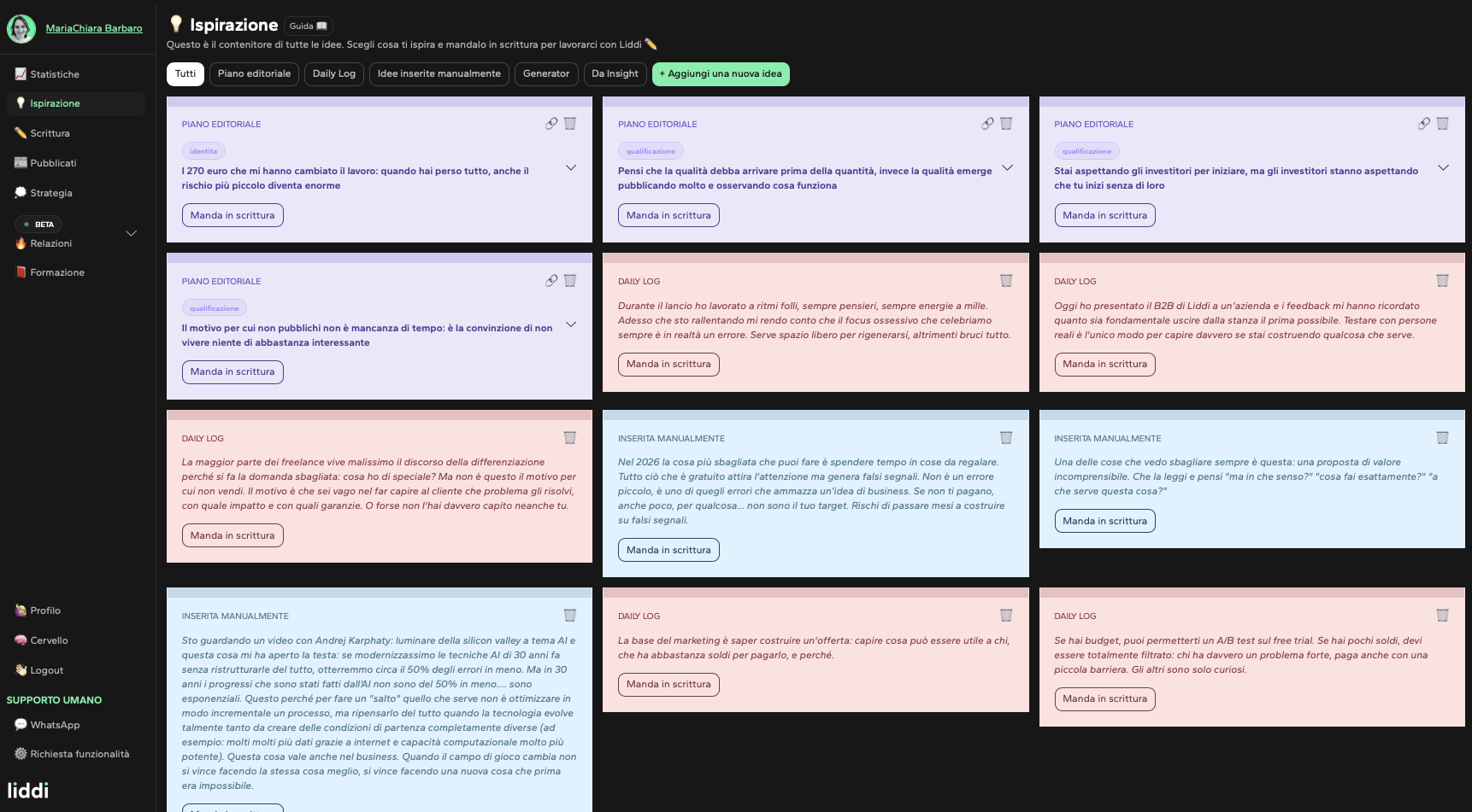 Dashboard Ispirazione di Liddi