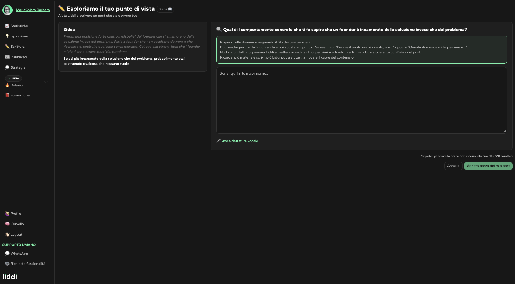 Dashboard Scrivere di Liddi