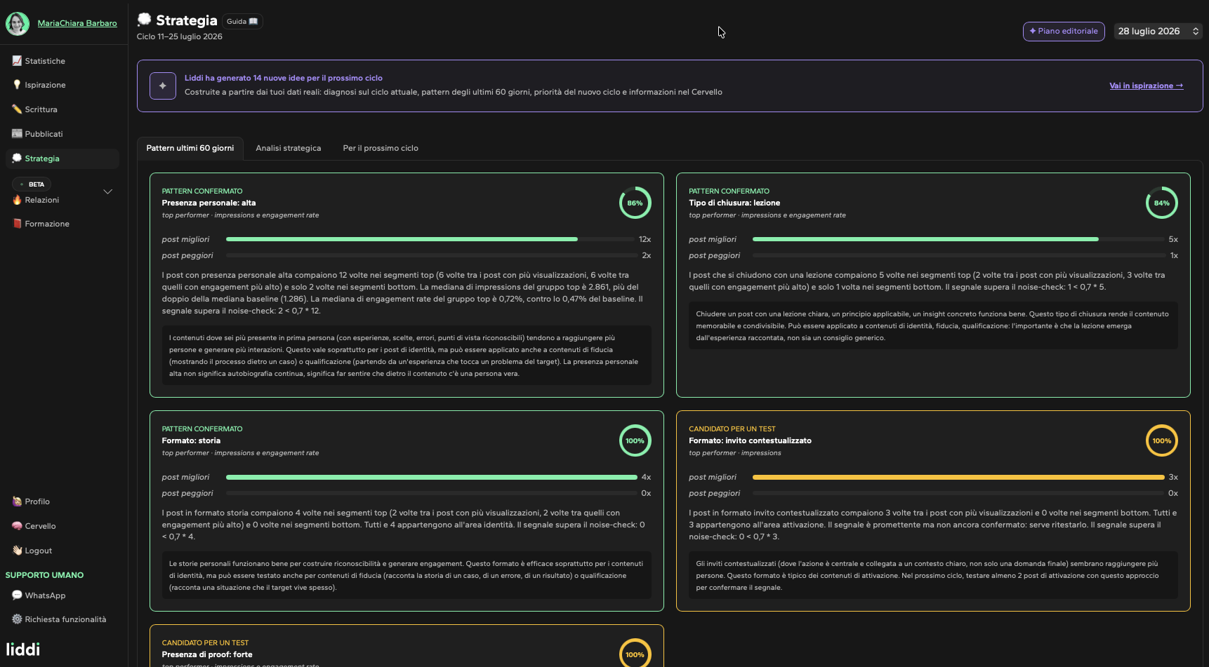 Dashboard Strategia di Liddi
